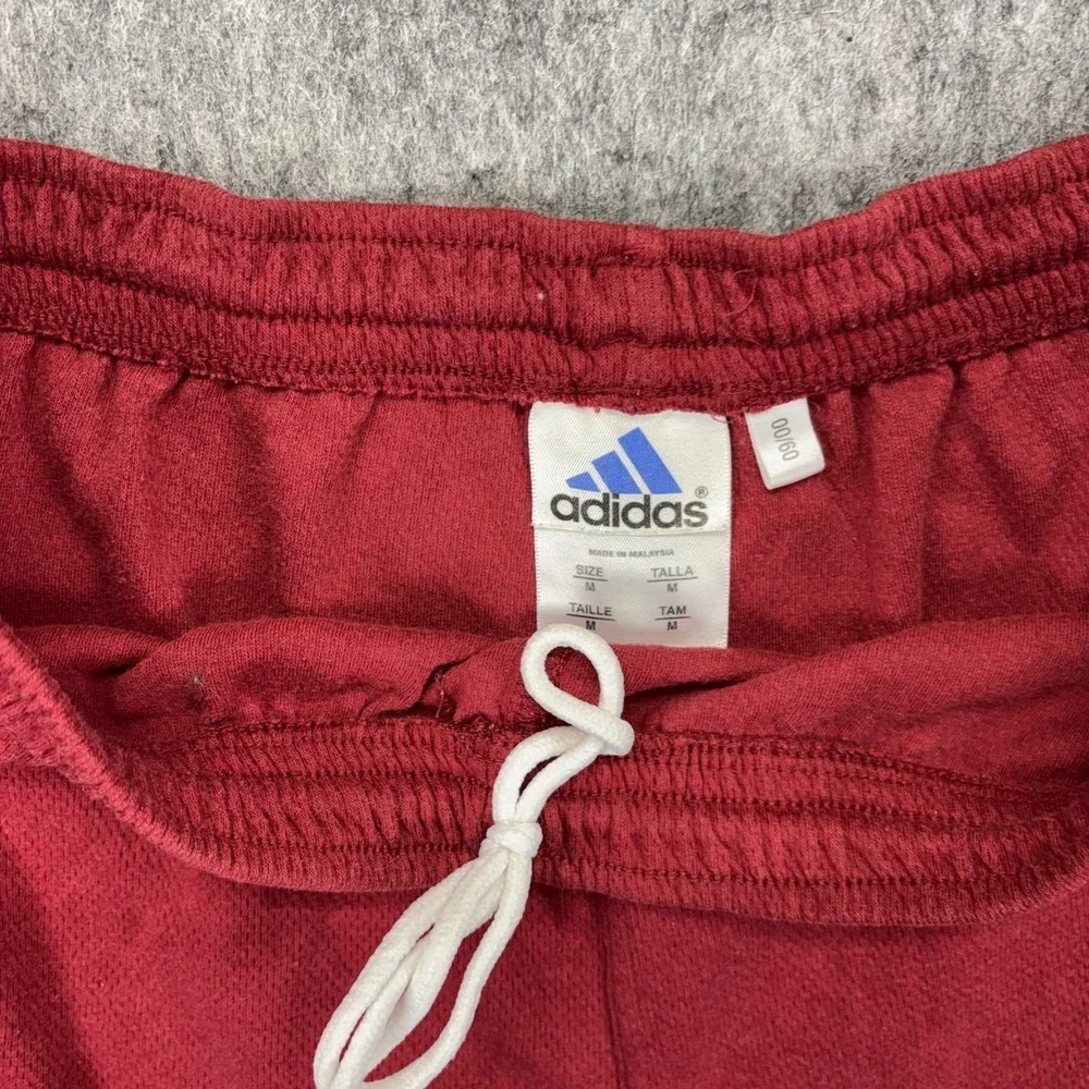 Vintage Adidas Cotton‎ Shorts Men's Medium Red Striped Pockets Drawstring 6